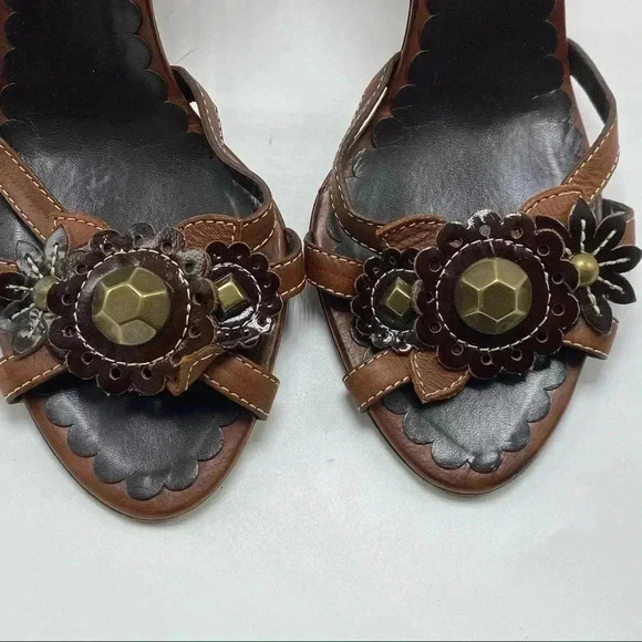 Moschino cheap and chic jeweled Leather ankle strap heels open toe 37 1/2 - Picture 7 of 9